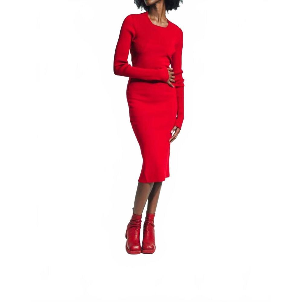NEW RICK OWENS column dress in cardinal red